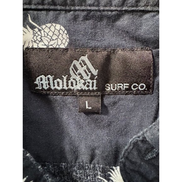 Mens Hawaiian Shirt By Molokai Surf Co. Pineapple Print Short Sleeve Button-Up L - Picture 3 of 16